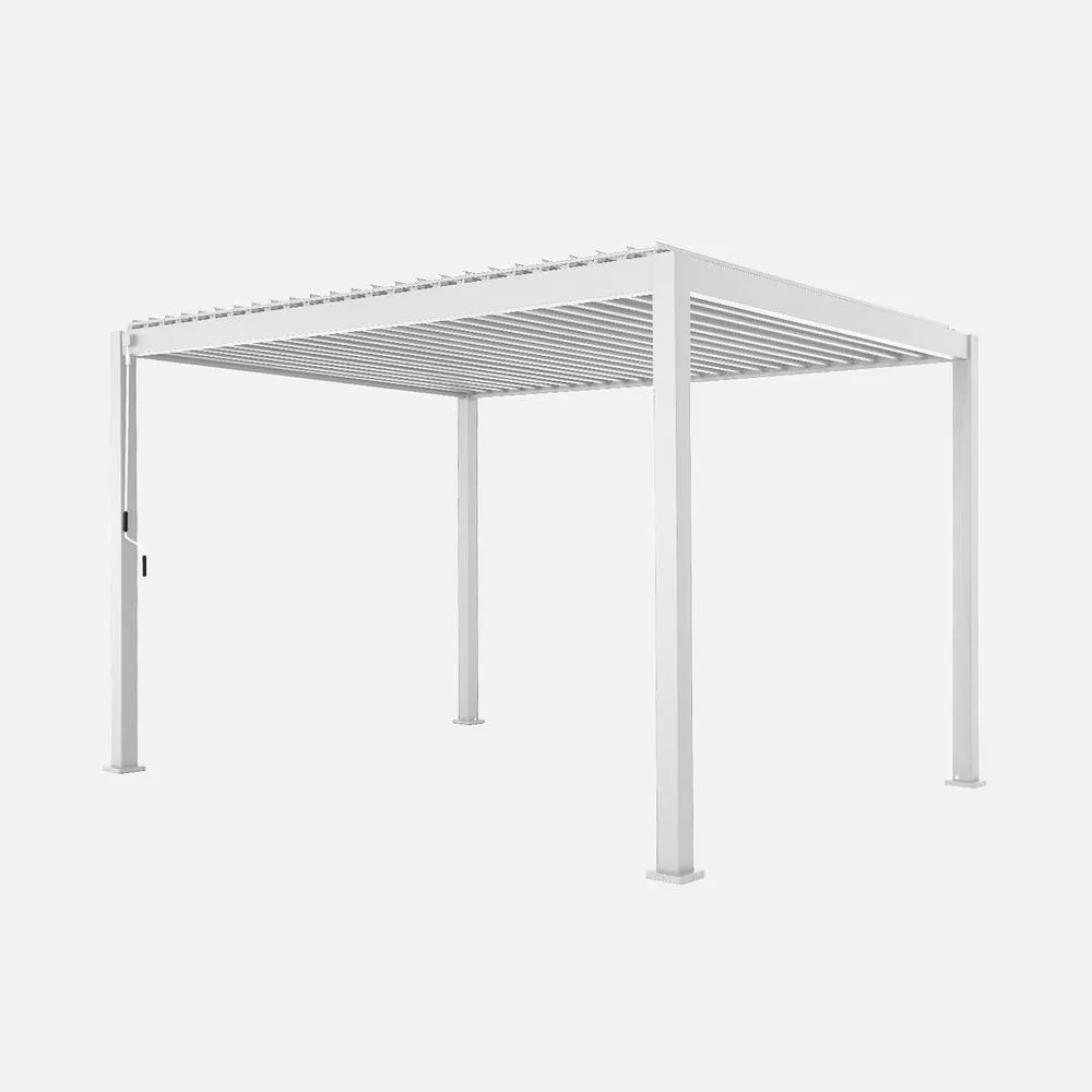 sweeek Louvered Pergola Aluminium 4 X 3m With 2 3m Blinds & A 4m Blind in White 3