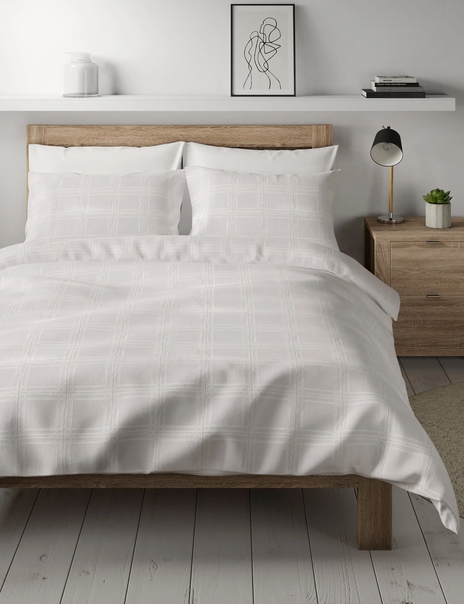 M&S Pure Cotton Textured Bedding Set