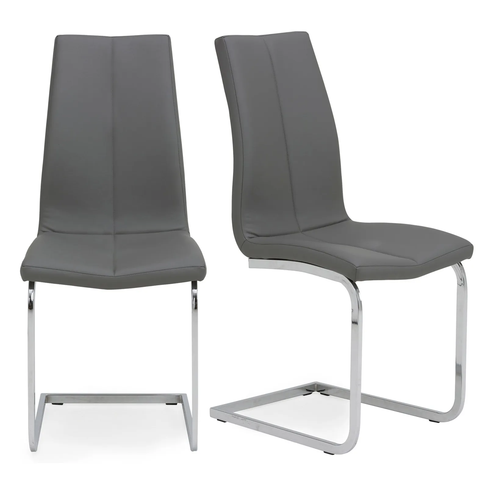 Jamison Set of 2 Dining Chairs Grey PU Leather Grey