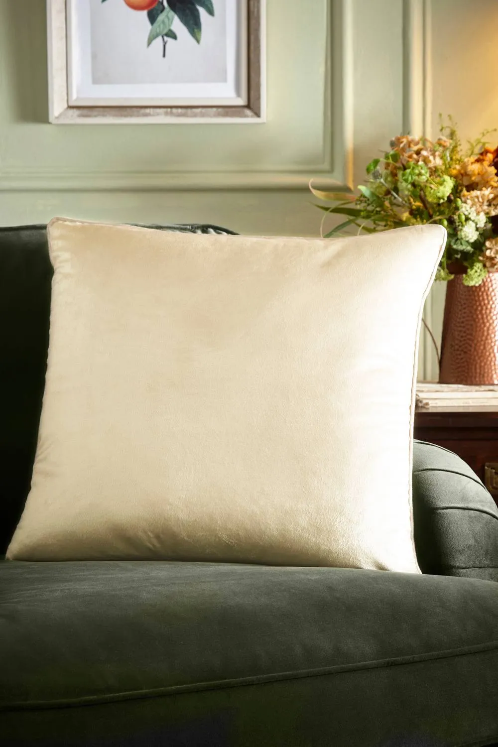 Appletree 'Harlan' Velvet Filled Cushion in Cream 1