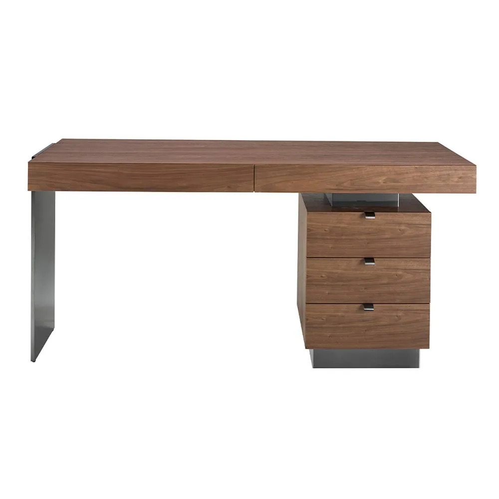 Angel Cerda Walnut Desk with Darkened Polished Steel Legs 5 in Brown 2