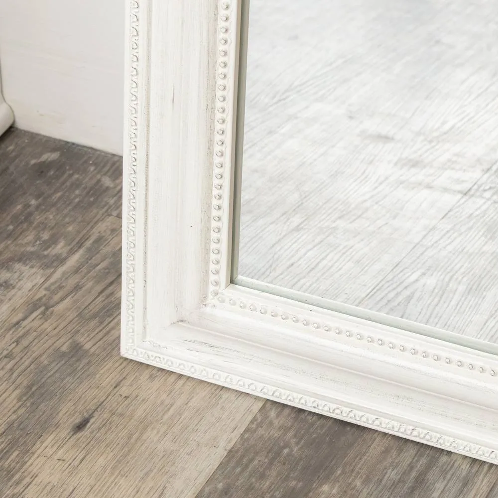 Melody Maison Full Length Distressed White Leaner & Wall Mirror - 47cm X 142cm 3