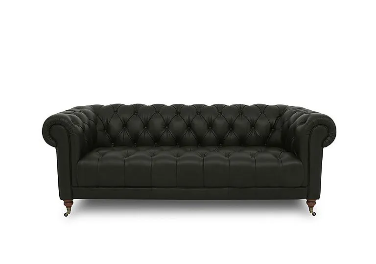 Columbus Leather 3 Seater Sofa with Castors