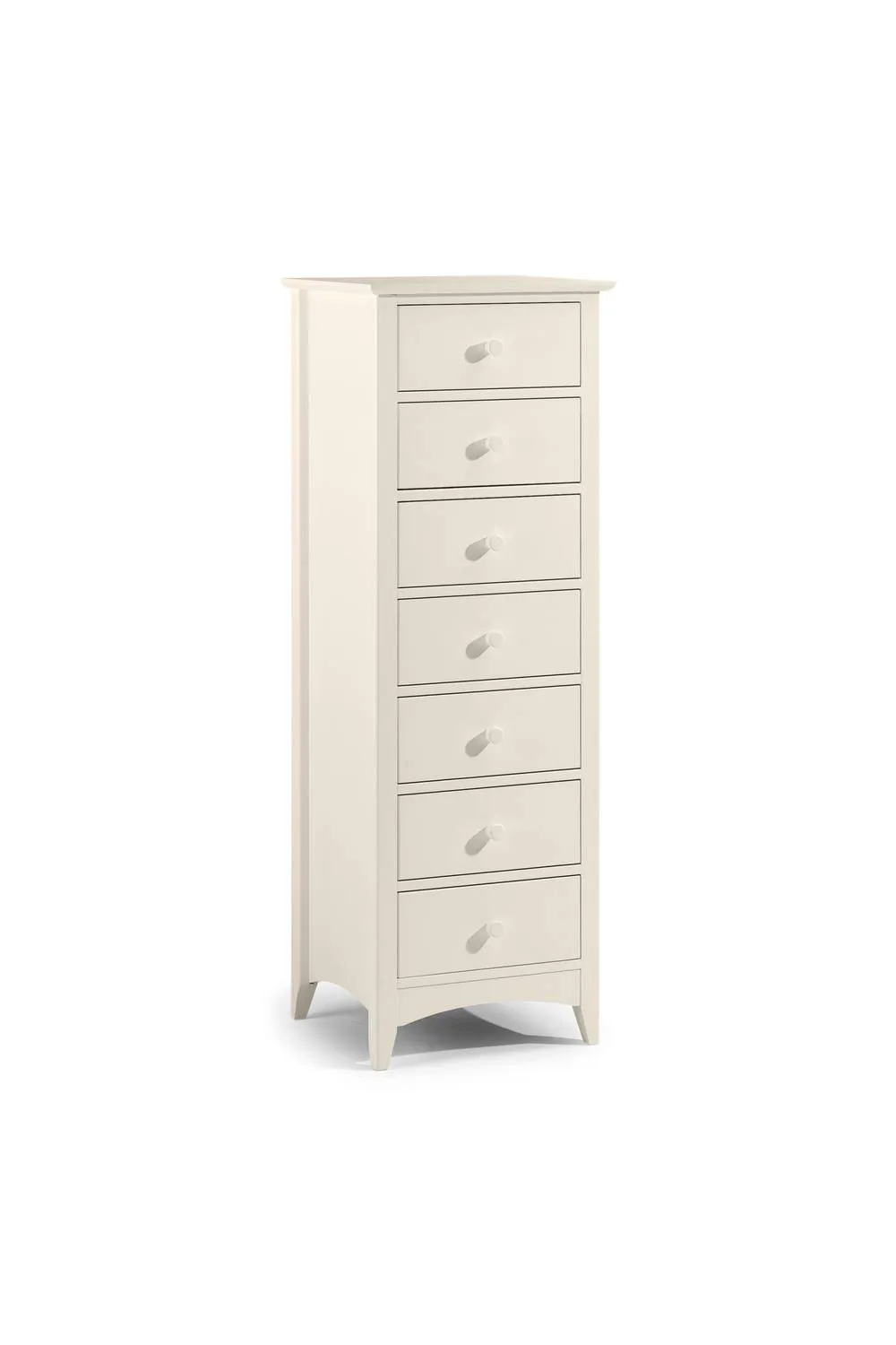 Julian Bowen Cameo 7 Drawer Tall Slim Chest in Warm White 3