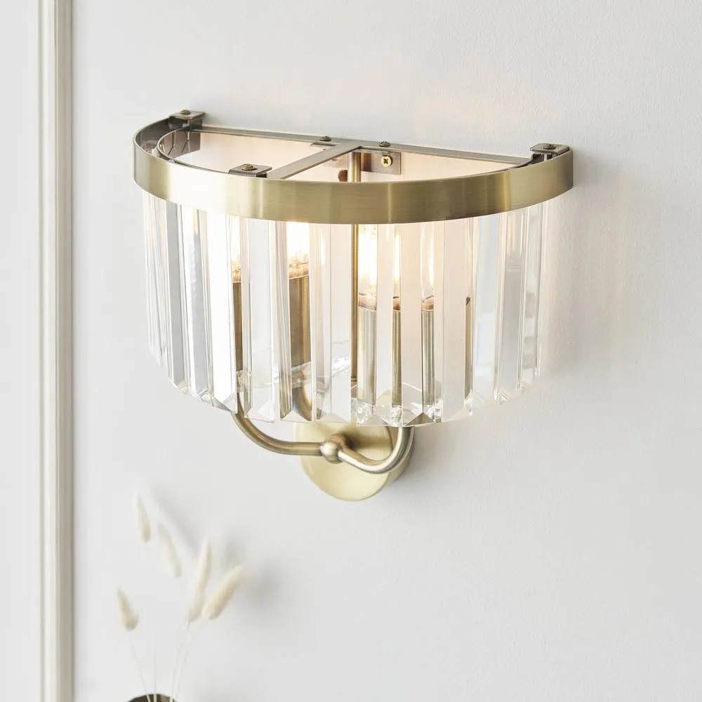 Netlighting Ascoli Wall Lamp Antique Brass Plate & Clear Cut Glass 2 x 6W LED E14 in Bronze 5