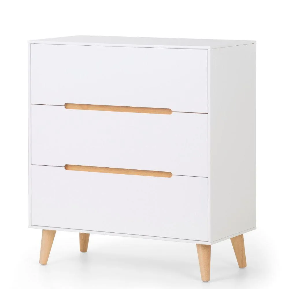 Alicia - 3 Drawer Bedside Table - White/Oak - Wooden - Happy Beds 1