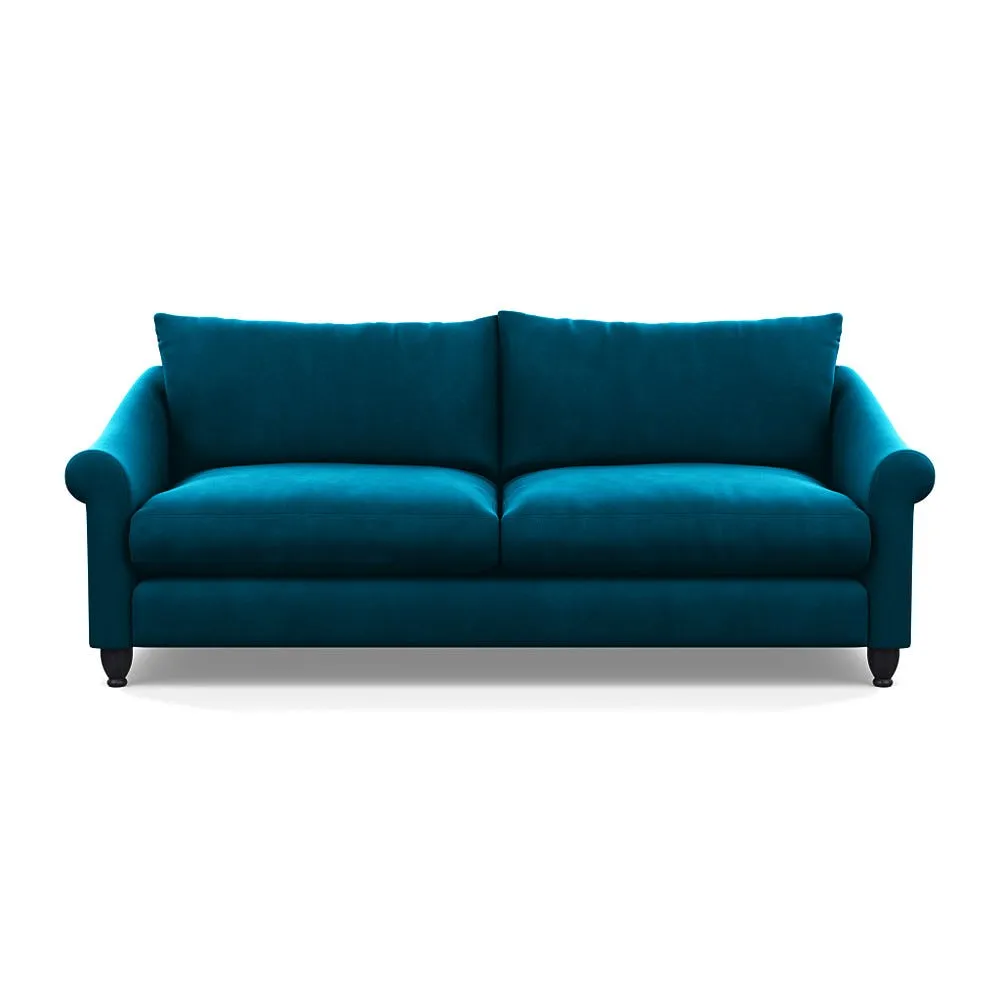 Heal's Devon 4 Seater Velvet Teal Black Stain Beech Feet 1
