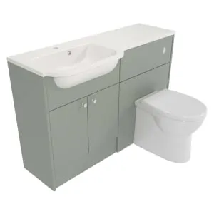 Deccado Benham Willow Green Fitted Vanity & Toilet Pan Unit Combination with LH Basin - 1200mm