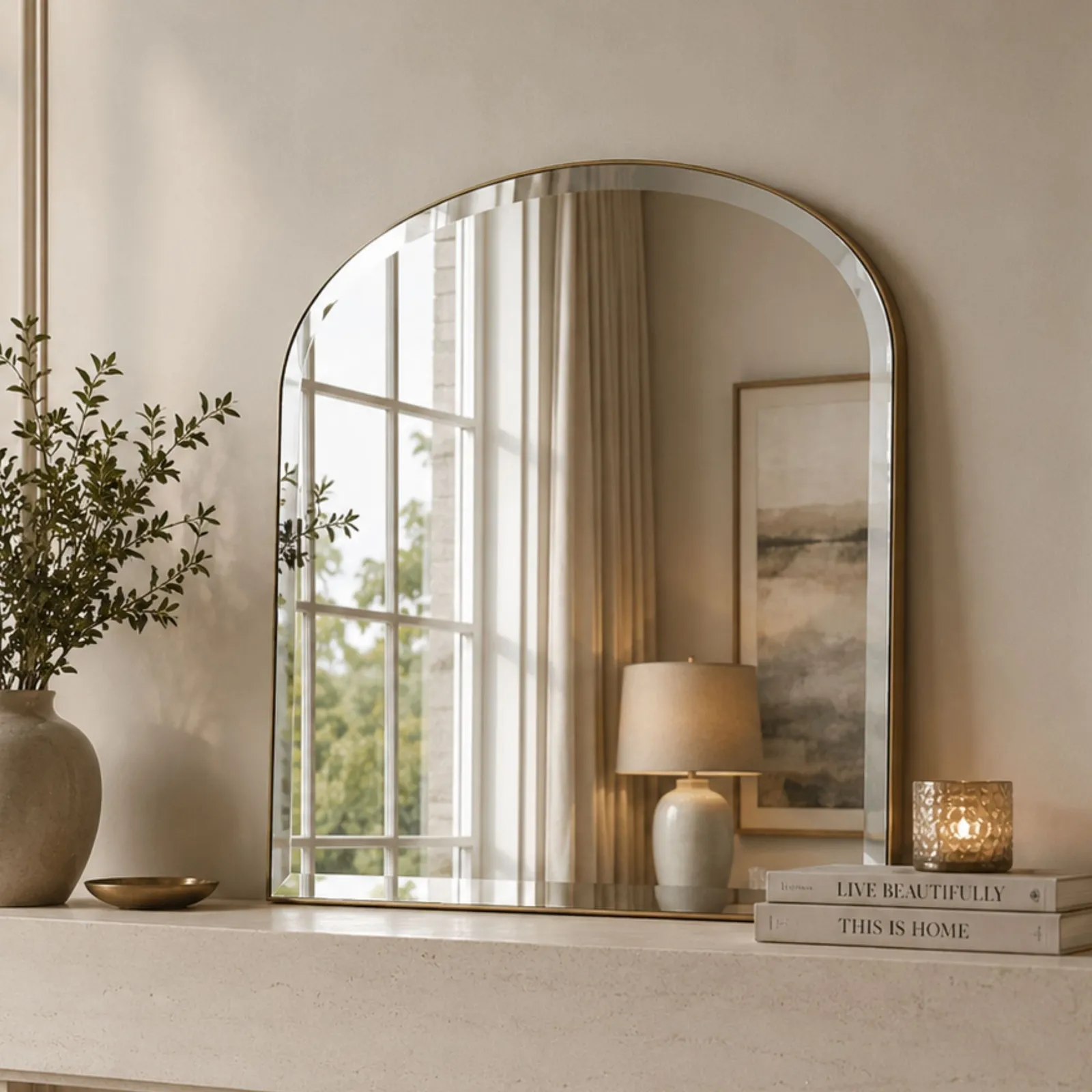 Yearn Mirrors Yearn Delicacy Mantle Mirror Gold Bevelled 91 X 69cm, Gold 3