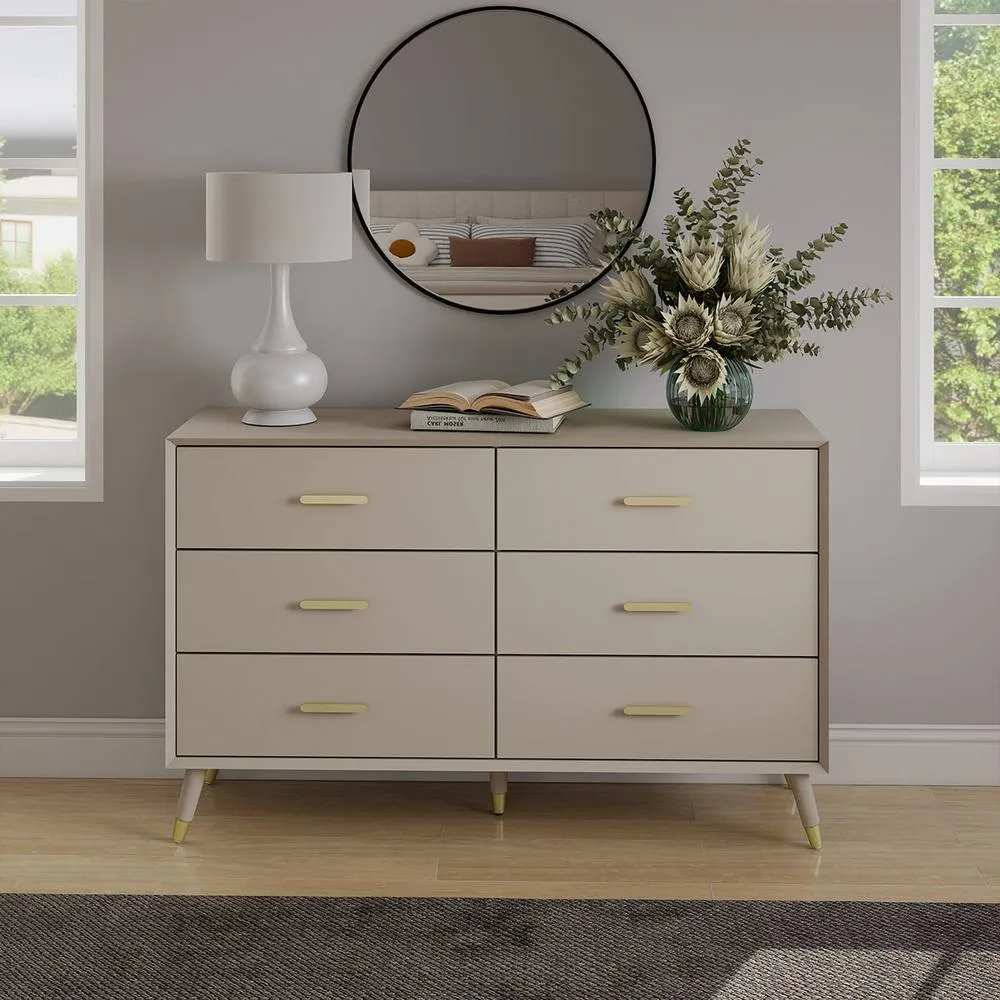Melody Maison Large 6 Drawer Chest Of Drawers - Oslo Taupe Range