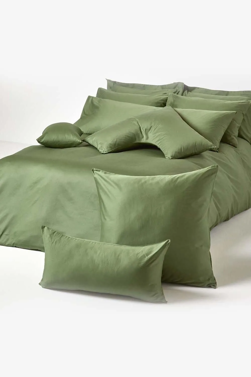 Homescapes Sateen Cotton Housewife Pillowcase 400 TC in Green 5