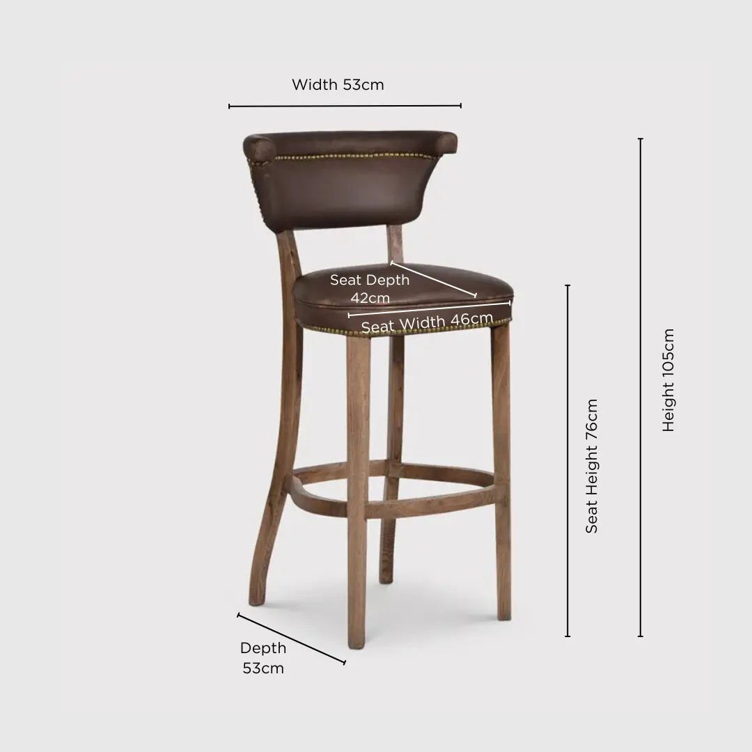 Timothy Oulton Angeles Barstool, Brown Leather | Barker & Stonehouse 5
