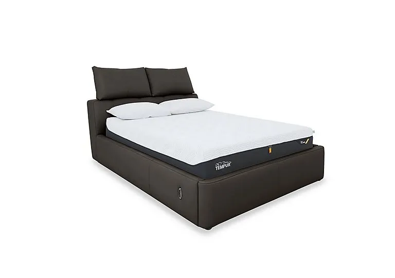 Tyrell Leather Electric Ottoman Bed Frame - King Size - Dark Chocolate
