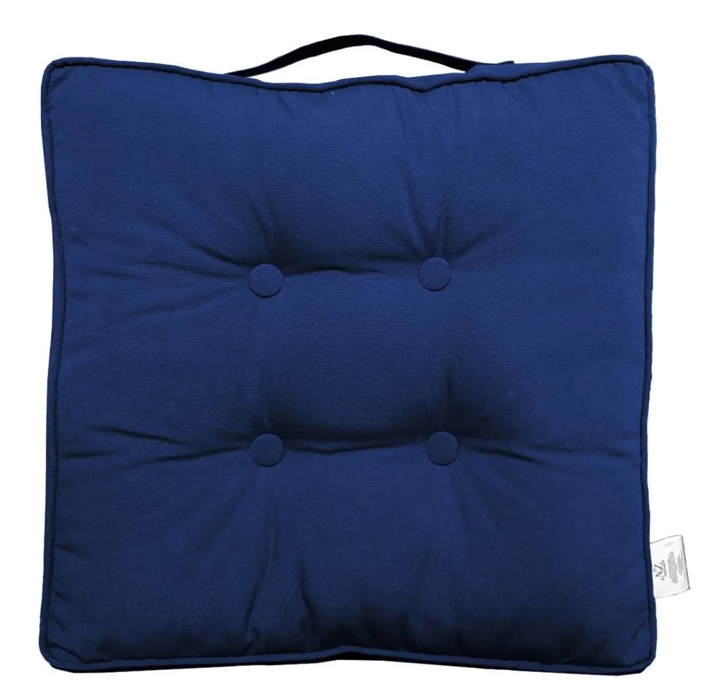 Homes-Linen Booster Seat Cushion Pad 45x45cm Thick Cotton Filled Chair Cushion in Navy