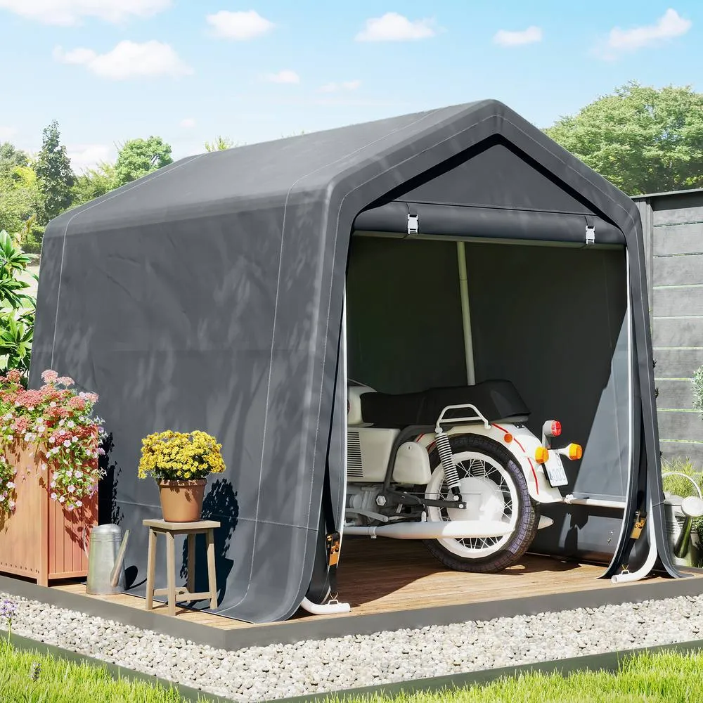 OUTSUNNY Outdoor Garden Storage Shed Waterproof Bike Tent w/ Zipper Doors in Dark Grey