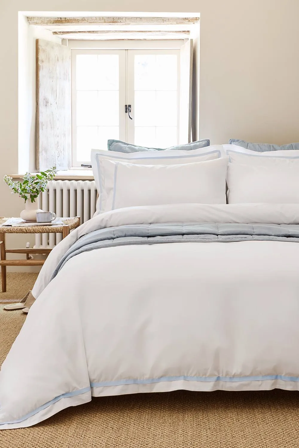 CHRISTY 'Beaumont' Luxury Cotton Percale Hotel Duvet Cover Sets in Pale Blue 2