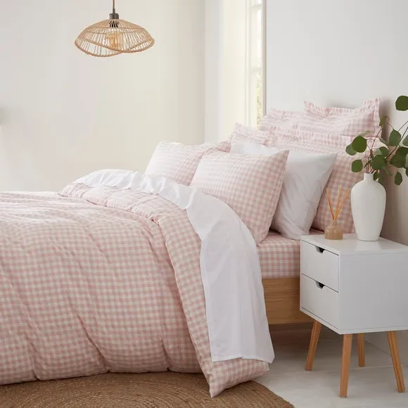 Portloe Woven Gingham 100% Cotton Duvet Cover & Pillowcase Set 6