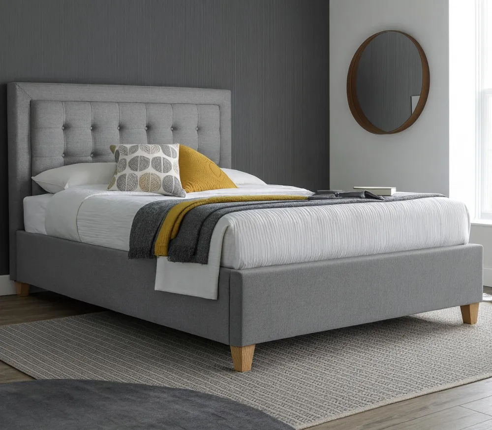 Brandon - King Size - Ottoman Storage Bed - Grey - Fabric - 5ft - Happy Beds