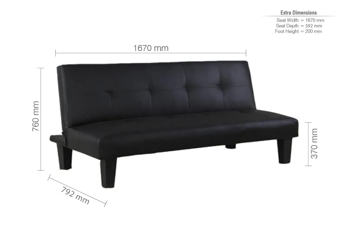 Birlea Black Faux Leather Sofa Bed Franklin Bed Settee Contemporary 5