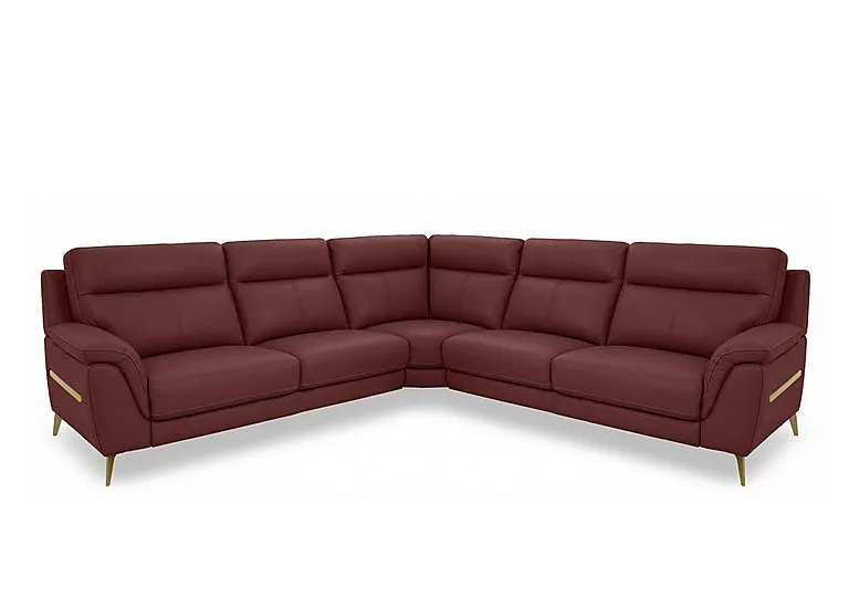 Eclipse Large Leather Corner Sofa - Deep Red