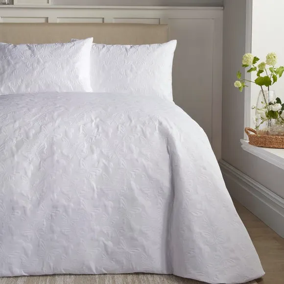 Serene Butterfly Garden White Duvet Cover and Pillowcase Set 1