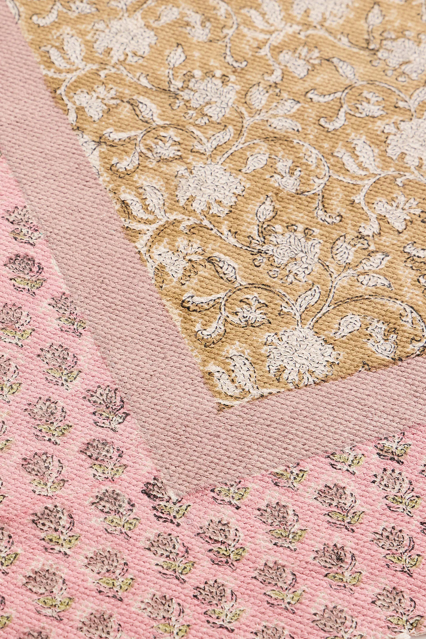 Pink Block Print Reversible 3x5ft / 90x150cm Rug - Pink 4