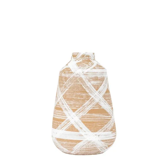Hurne Reactive Striped Brown Stoneware Vase 6