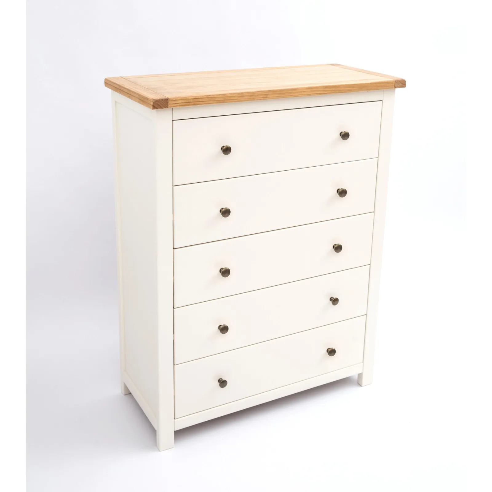 Cabinet Bits Maggiori 5 Drawer Chest of Drawers Brass Knob in Off-White 3