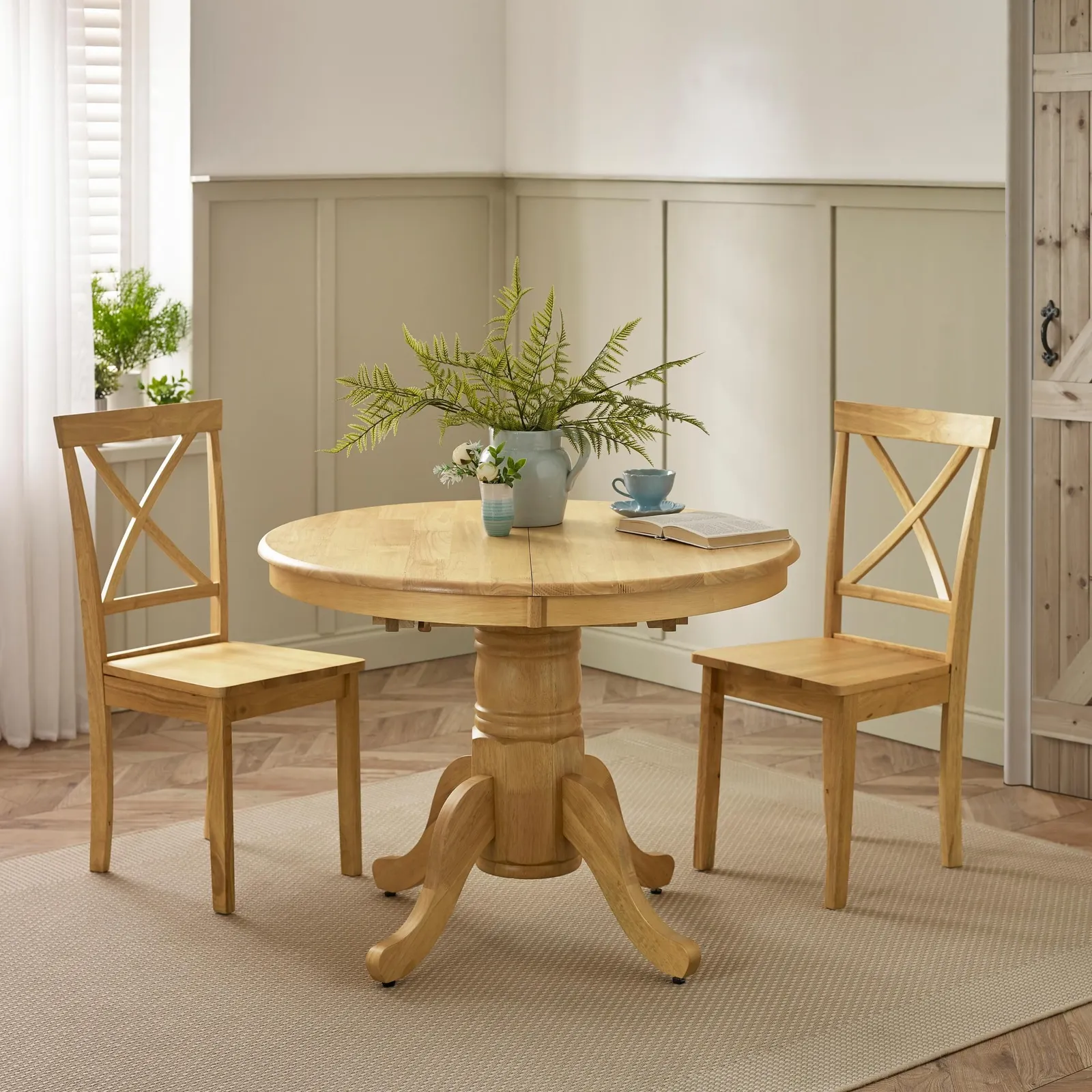 FurnitureboxUK Padstow Rustic Farmhouse Extending Solid Wood Dining Table in Light Oak 6