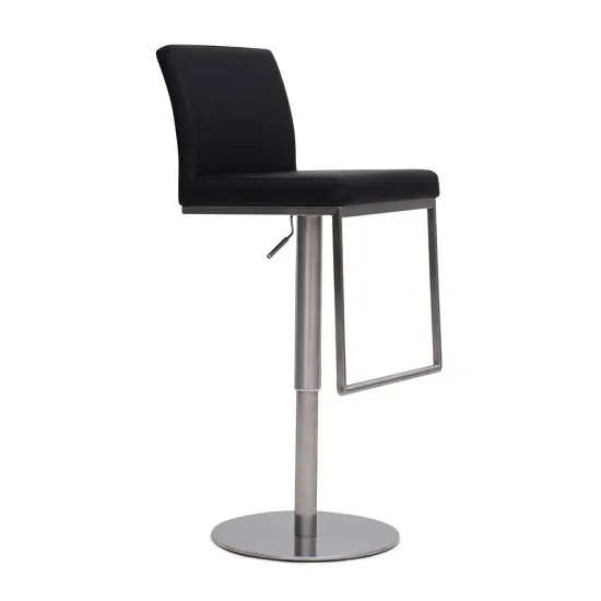 Bahama Bar Stool In Black PU With Brushed Stainless Steel Base