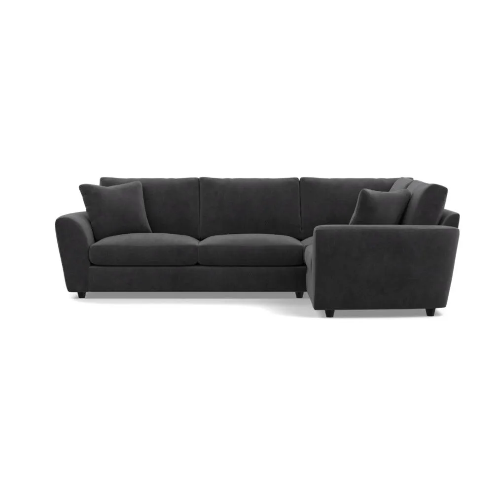Heal's Snooze Right Hand Facing Corner Sofa Smart Luxe Velvet Nickel Black Feet 1