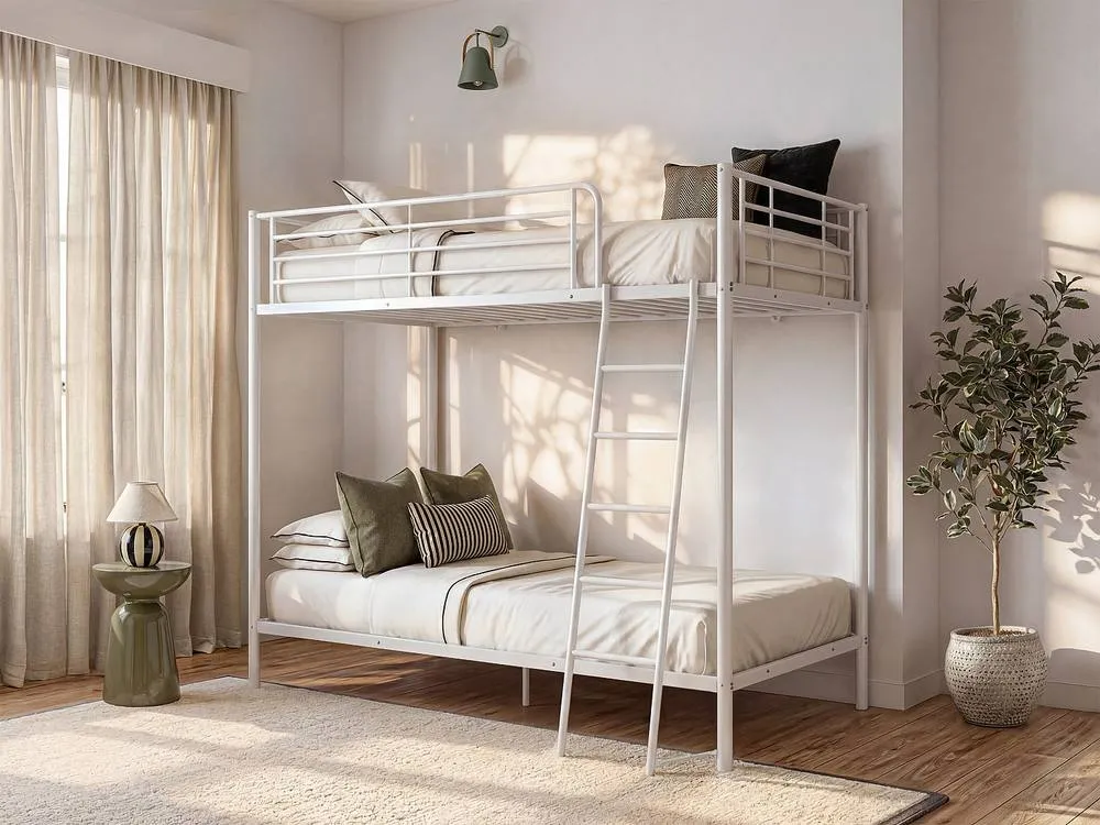 Vente-unique Bunk Beds 2 X 140 X 190 Cm - Metal - White - GEMINI II 3