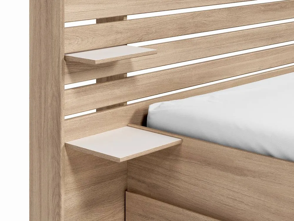 Vente-unique 140 X 190/200 Cm Bed With Storage - Natural + Bed Base - TENALIA II in Light Oak 6
