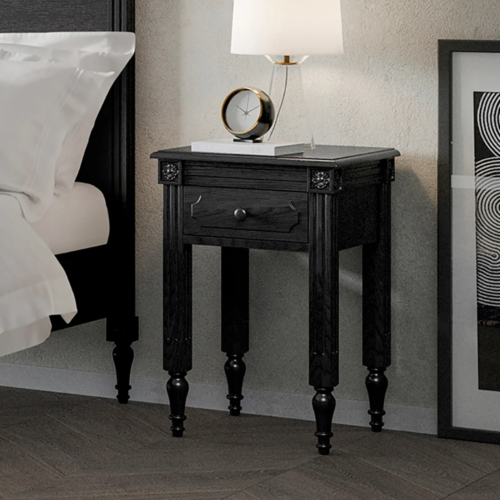 Casterton Bedside Table, Black
