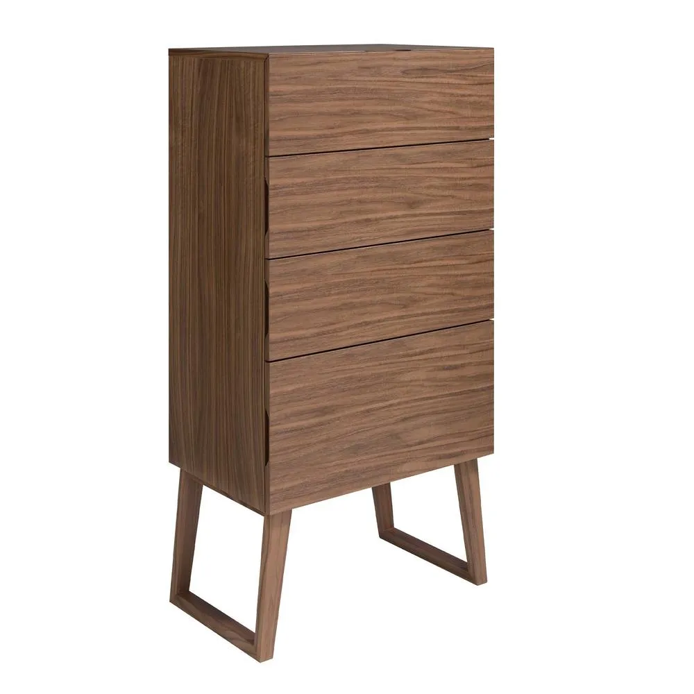 Angel Cerda Walnut 4-Drawer Chiffonier 59x45x120 cm in Brown