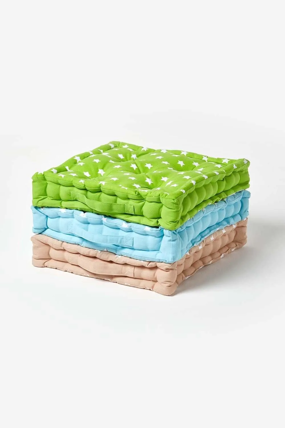 Homescapes Cotton Stars Floor Cushion in Blue 6