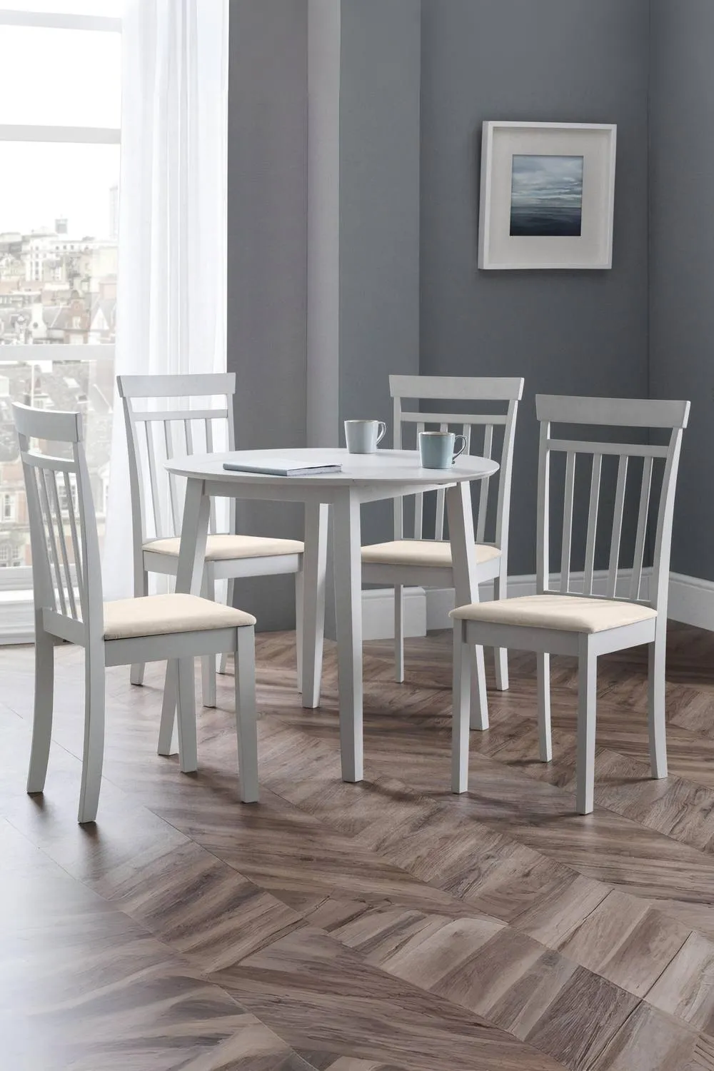 Julian Bowen Coast Round 2-4 Seater Drop Leaf Dining Table in Grey 3