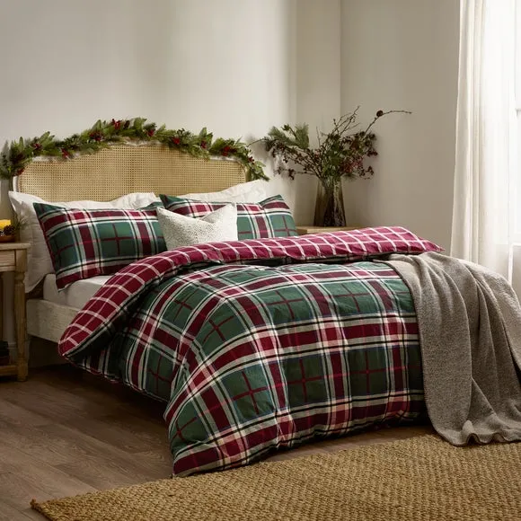 Wylder Nature Braemar Check 100% Cotton Duvet Cover and Pillowcase Set 1