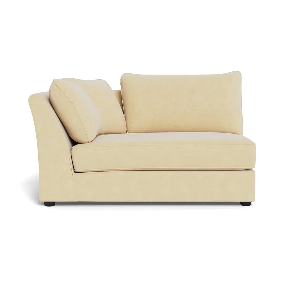 Heal's Tailor Large Curved Left Hand Facing Corner Unit Smart Luxe Velvet Biscuit Black Feet