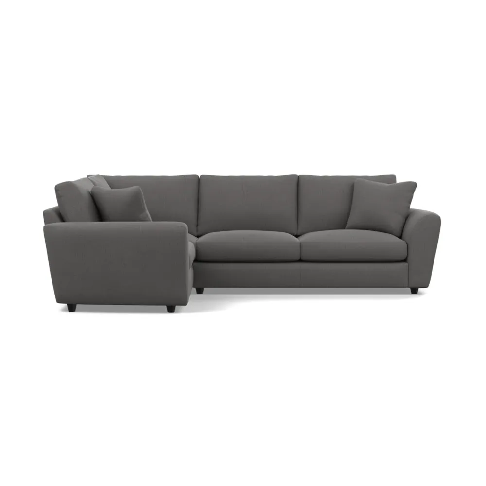 Heal's Snooze Left Hand Facing Corner Sofa Smart Linen Mix Grey Black Feet