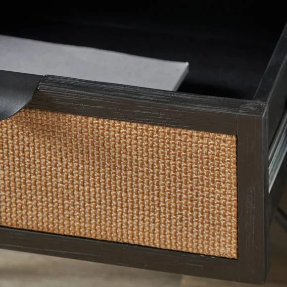 Fiji Bedside Table, Acacia Wood and Rattan 3