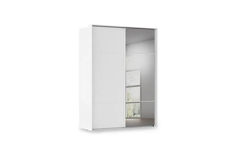 Haven 170cm 2 Door Slider Wardrobe with 1 Décor Door and 1 Mirror Door - Alpine White