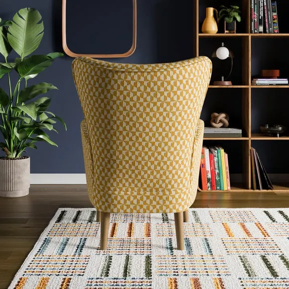 Sven Geo Checkerboard Modern Wing Back Chair 2