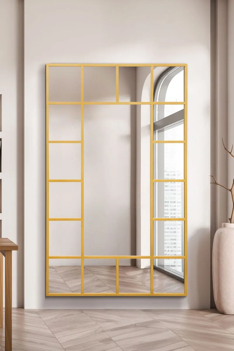 MirrorOutlet Gold Modern Wall & Leaner Mirror 71" X 43" (180 x 110CM)