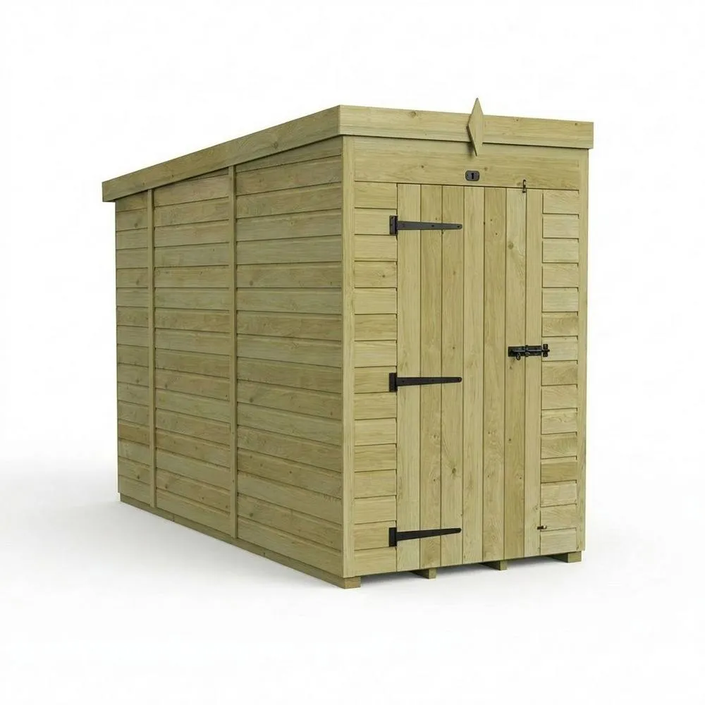 Buttercup Farm 4ft x 10ft Pent Garden Shed Single Door No Windows - Timber in Brown