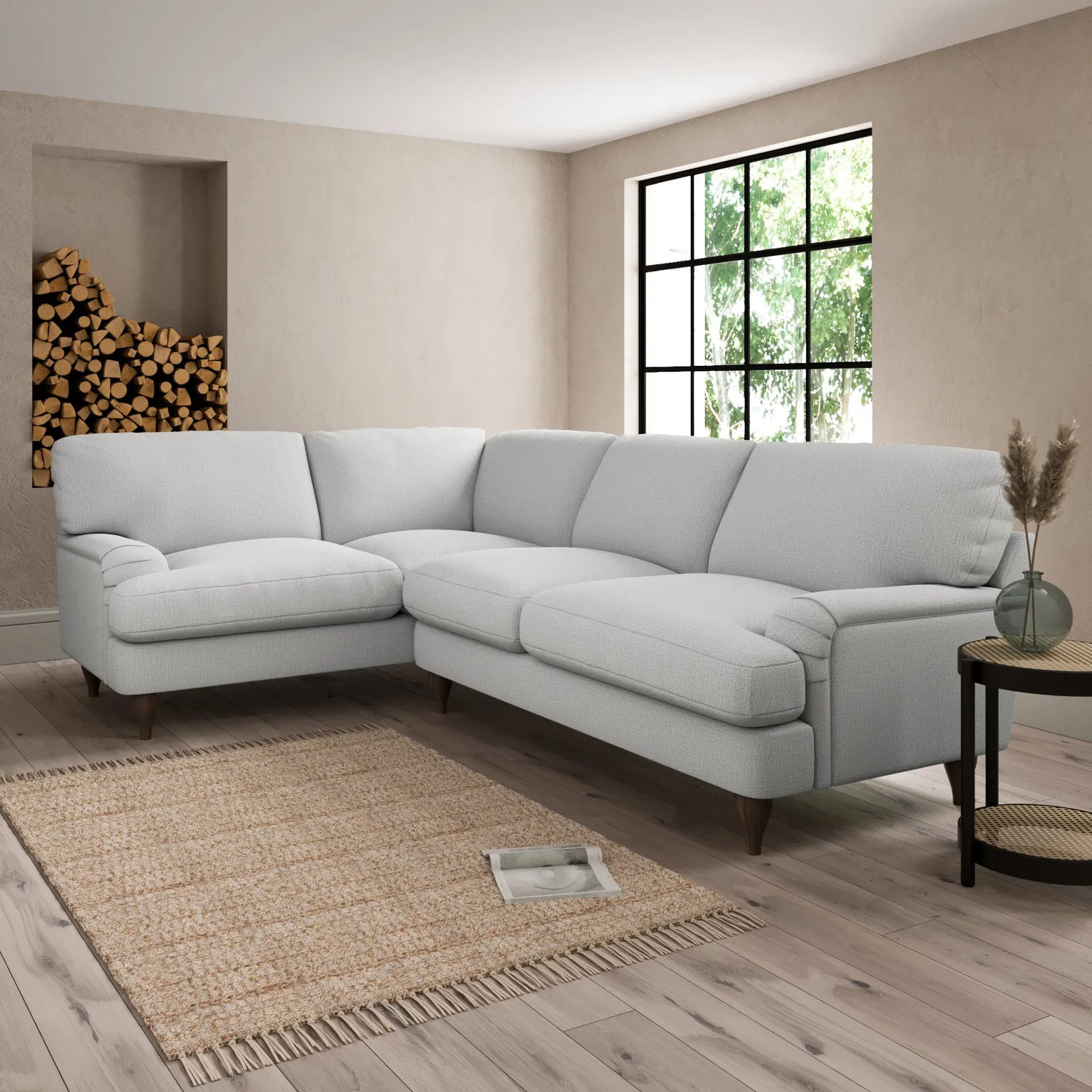Darwin Textured Weave Left Hand Corner Sofa Textured Weave Silver