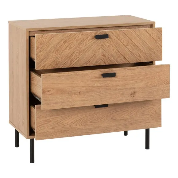 Barker 3 Drawer Chest, Oak Effect 4