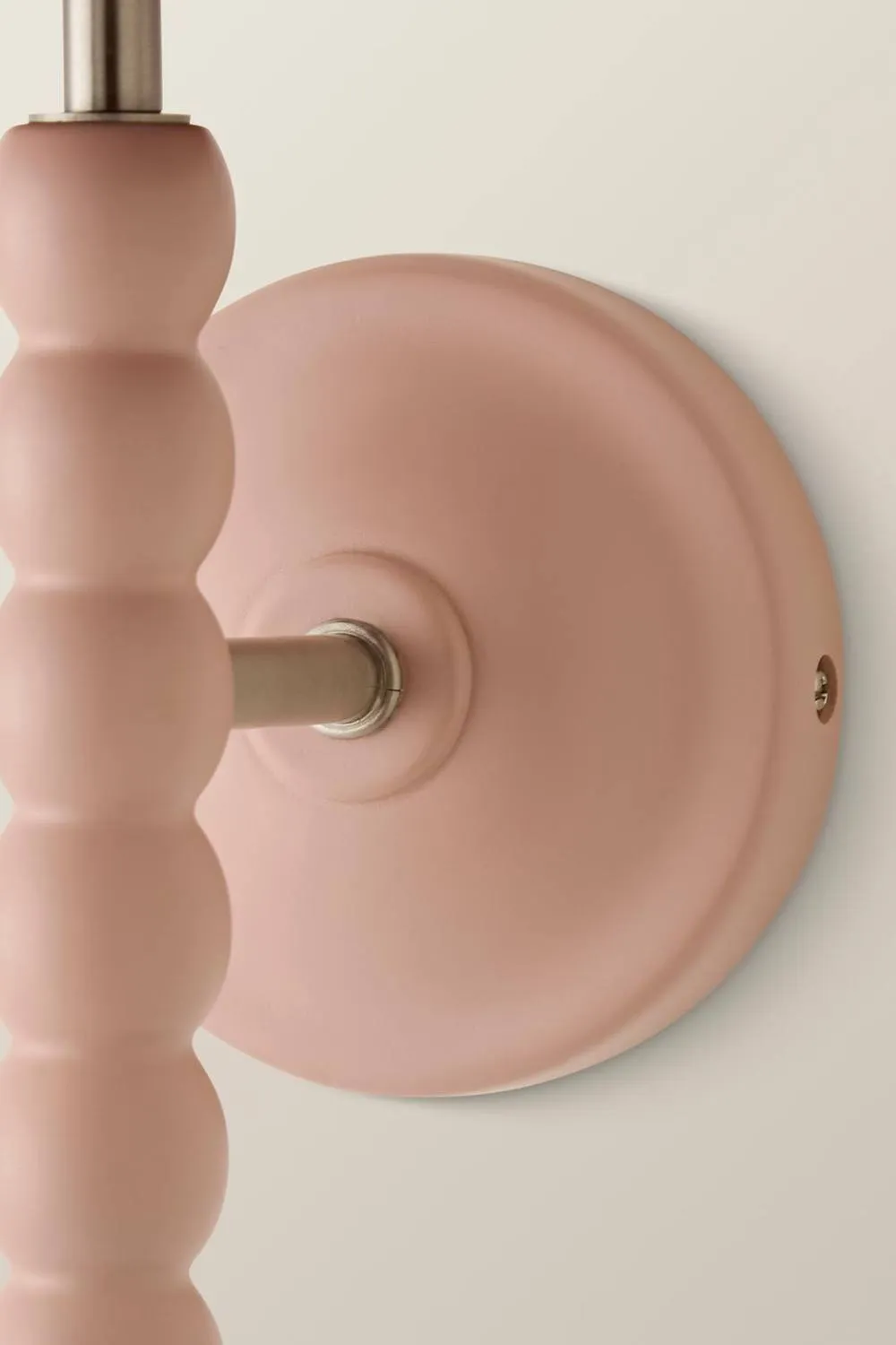 ValueLights Bobbins Pair Burgundy Floral Pleated Shade Wooden Bobble Wall Light in Baby Pink 5