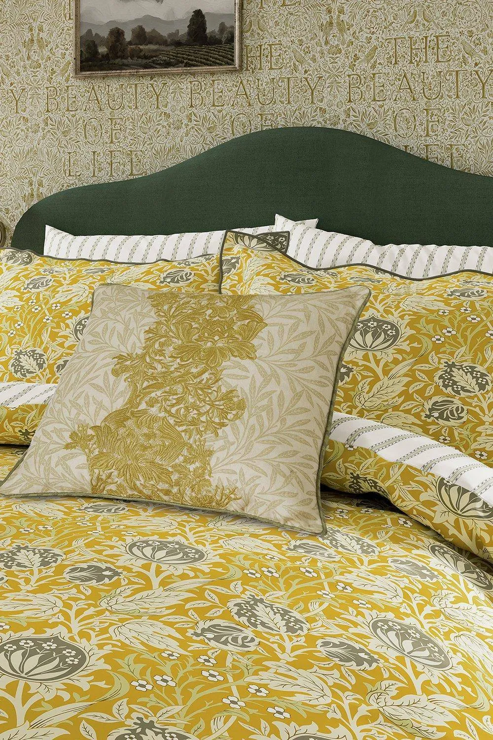 Morris & Co 'Elmcote' Cotton Duvet Cover Set in Yellow 2