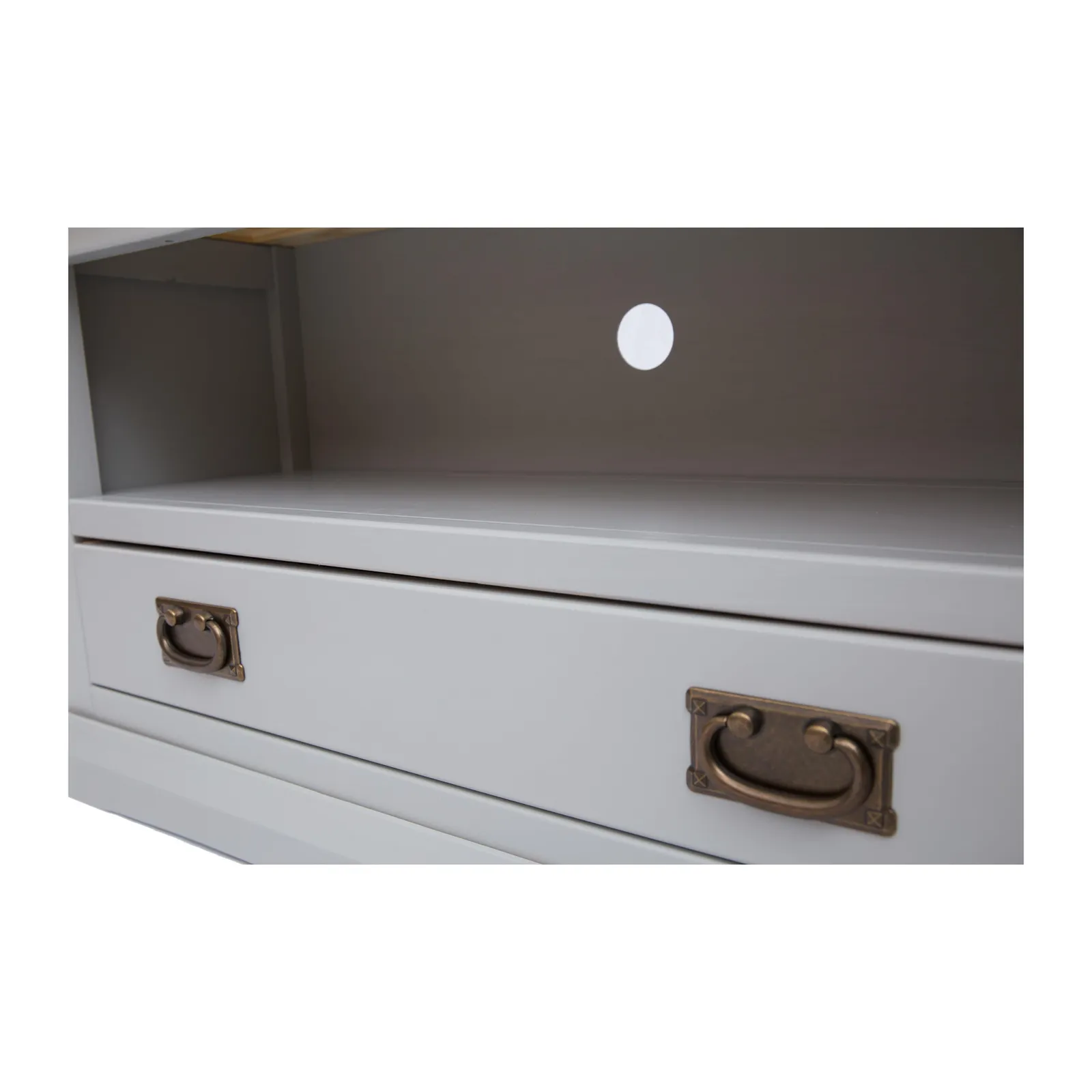 Cabinet Bits Loreo Light Grey 1 Drawer TV Cabinet Brass Drop Handle 5